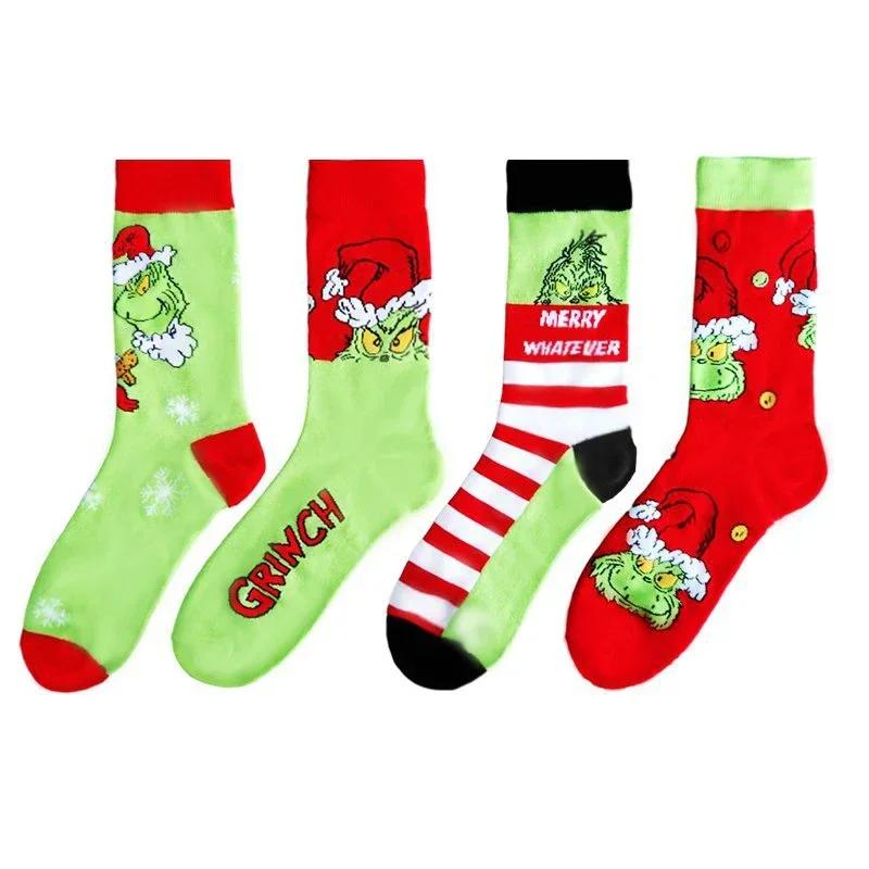 

Новые стильные Рождественские творческие Носки Диснея, мужские Модные носки с мультипликационным рисунком «Grinch», сексуальные модные носки для пар, забавные носки, Размер 40-4