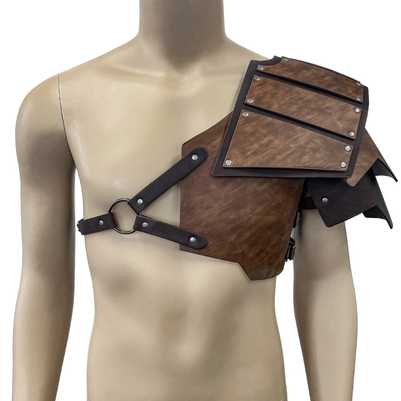 

Faux Leather Single Shoulder Armors Body Chest Harness Cosplay Costume