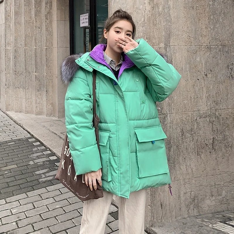 

2022 Winter Big Pocket Fashion Down Padded Jacket Women's Short Loose Foreign Style Padded Jacket Padded Jacket
