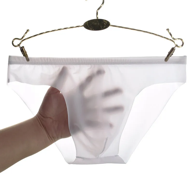 

Men's Viscose See-through Underwear Men New Briefs Male Ultra-thin Low-rise Sexy Solid Color Briefs Underpants