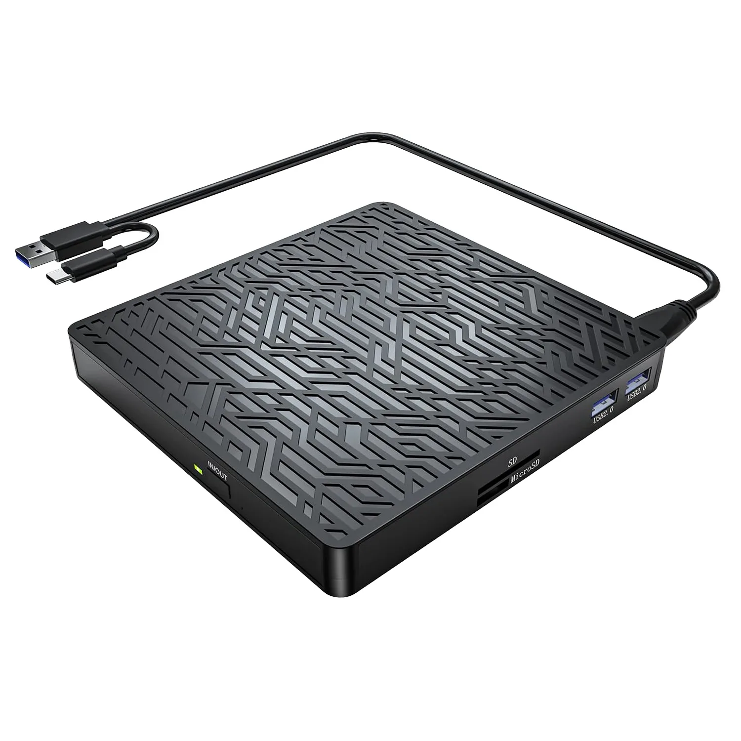 

External DVD Drive USB 3.0 and Type-C, 5 in 1 External CD Writer DVD Burner Player for All Laptop/Desktop/MacBook