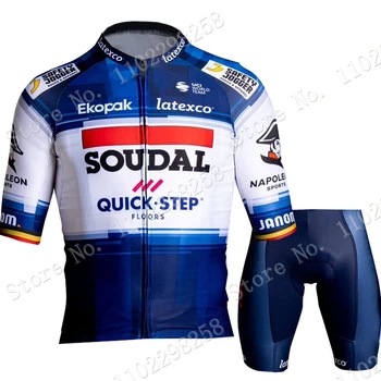 Belgium Soudal Quick Step Cycling Jersey 2023 Set Short Cycling Clothing Road Bike Shirts Suit Bicycle Bib Shorts MTB Wear Ropa 5
