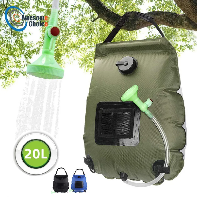 

Мешки для воды с солнечным нагревом 20 л, уличный походный мешок для душа, для кемпинга, скалолазания, гидратации, переключаемая Лейка для душ...