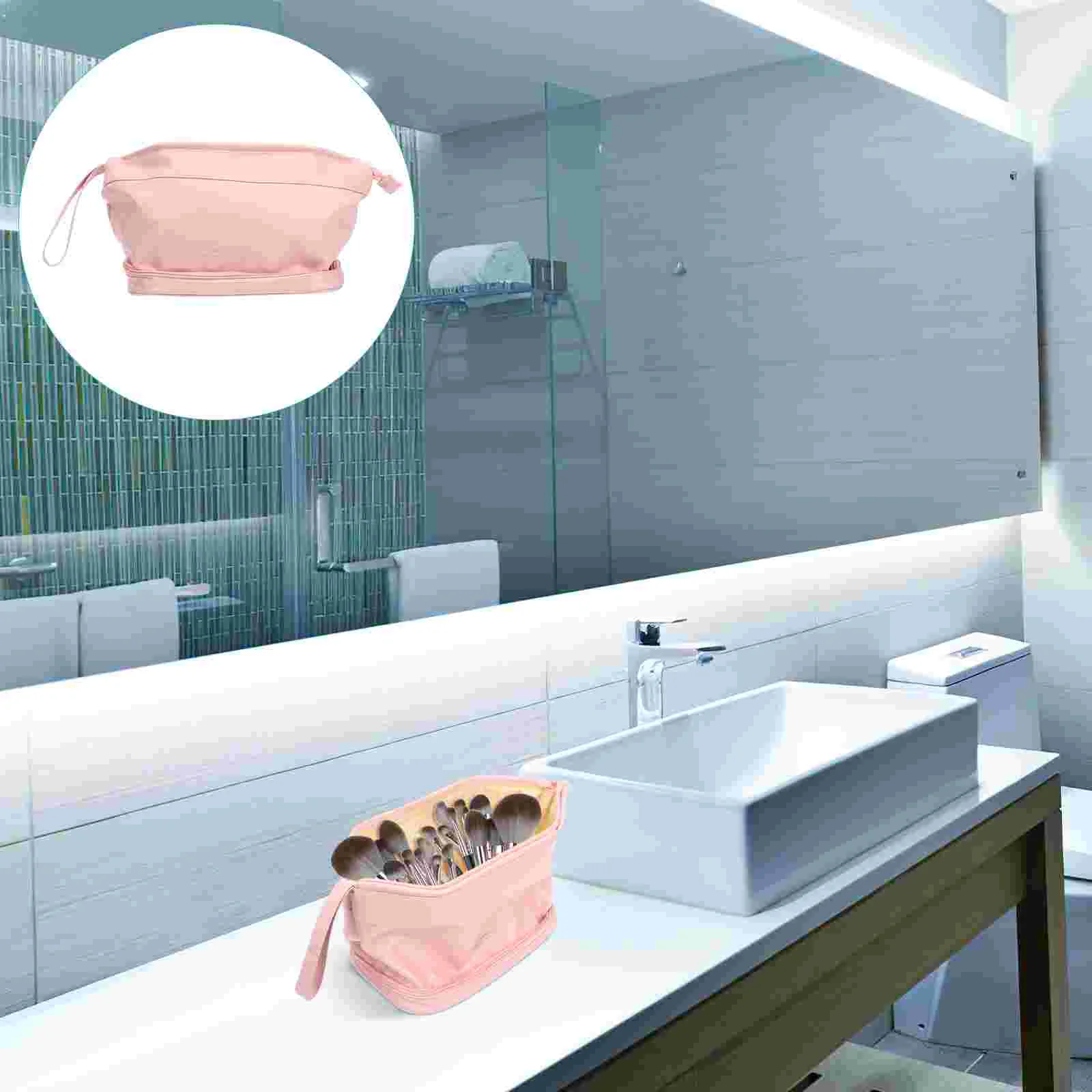

Makeup Organizer Travel Zipper Toiletry Portable Pouches Carrying Pu Trip Business Case Accessories Pouch Skin Face Capacity