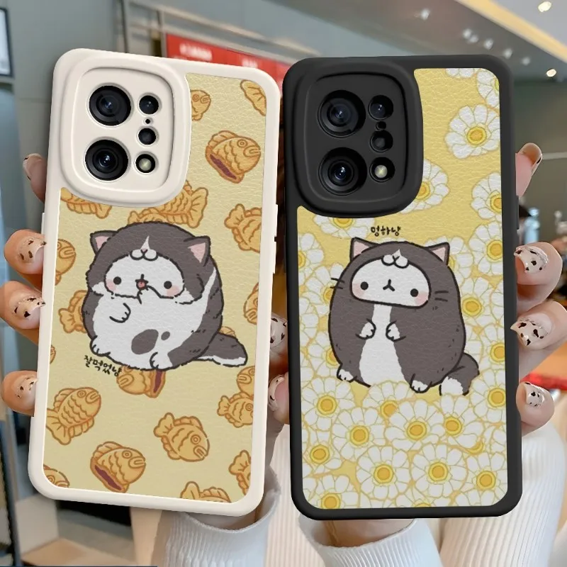 

Милые чехлы из овечьей шкуры с мультяшным котом для OPPO FINDX3 5 Reno 8 6 7 5 A52 A55 A57 A92s A97 A93 96 K10 Pro Plus