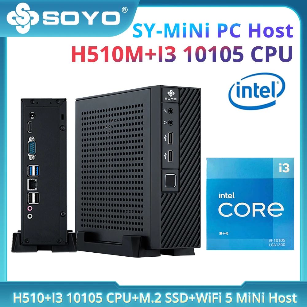 SOYO Desktop PC H510 Motherboard Intel I3 10105 CPU 16GB DDR4  NVME 256GB/512GB/1TB SSD Windows10 HDMI Mini Host Gaming Computer