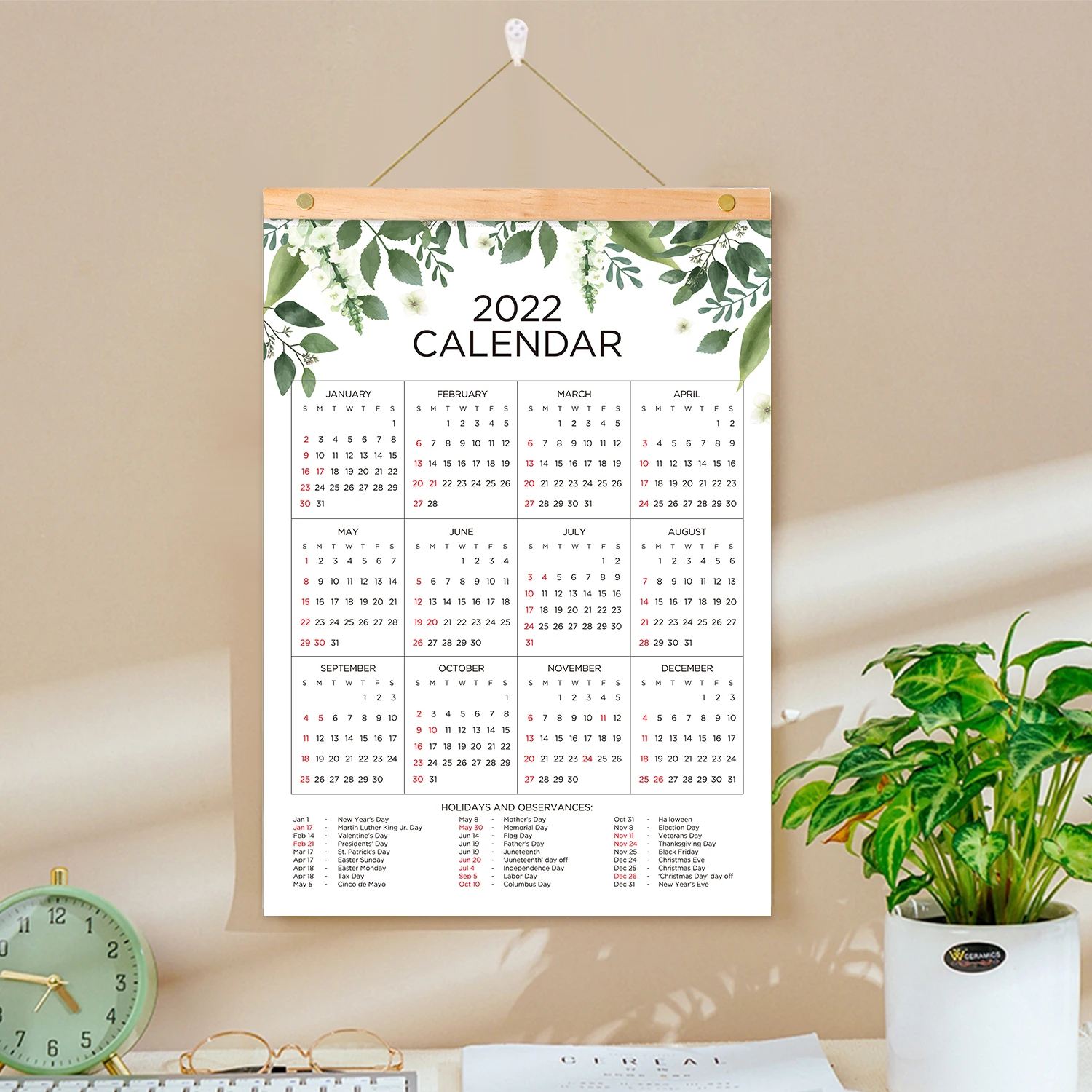 

2022 Wall Calendar Planner Spiral Notebook 365 Days Daily Schedule Agenda Organizer Simple Large Lattice Office Home Decor Gift