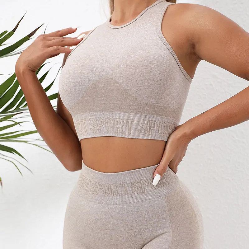 Sports Yoga Suit Set Women's Elastic Sports Back Tank Top High Waist Hip Lift Fitness Yoga Pants