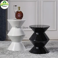 creative sofa side table living room small round coffee table modern simple bedroom bedside table white black red