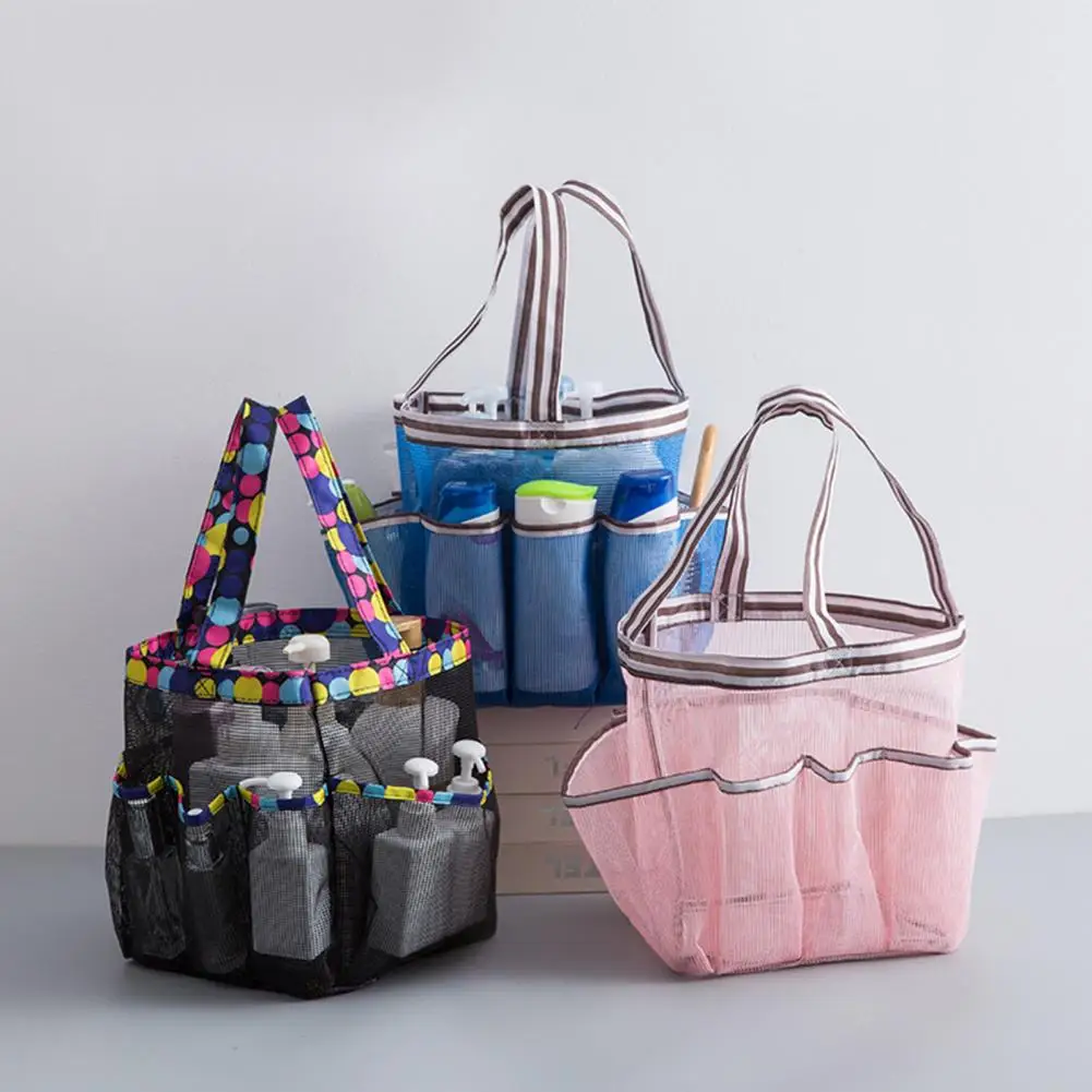 

Mesh Storage Bag Wash Storage Bag Portable Mesh Shower Bag with 8-pocket Large Capacity for College Dorm Beach Swimming