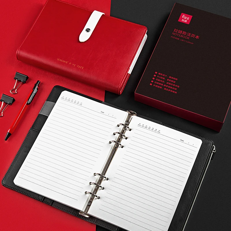 

Красное пламя горячее Ретро Ноутбук чистый цвет ПУ кожа катушки повестки дня 100 листов А5 планировщик встречи офиса школы записи поставок