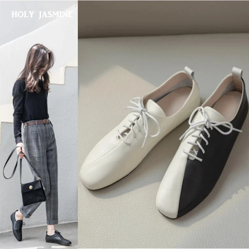 

Женские туфли-оксфорды из натуральной кожи, на плоской подошве, Размеры 33-43