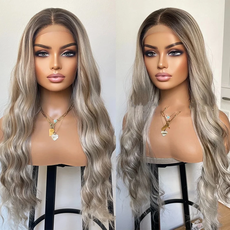 Синтетический парик премиум-класса на шнуровке смешанные человеческие волосы