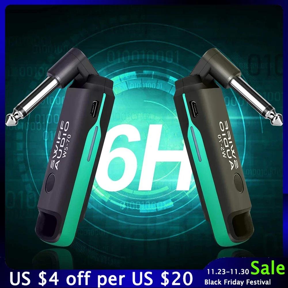 

SWIFF WS-70 UHF Wireless Guitar System Transmitter Receiver Mini Digital System Multifunctional Guitar for Electric Guitar Bass