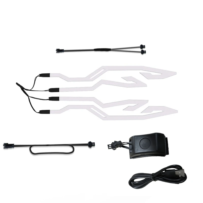 

4-In-1 Motorcycle Helmet Night Riding Cold Light Signal Flashing Strip LED Luminous Sticker Strip USB Charger (Ice Blue)