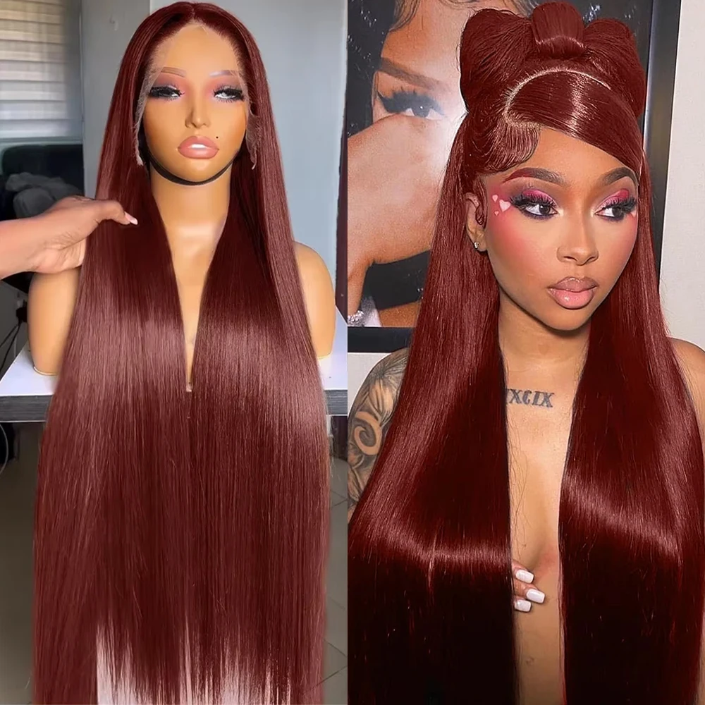 13x4 Красновато-коричневый парик фронта шнурка Парики из натуральных волос