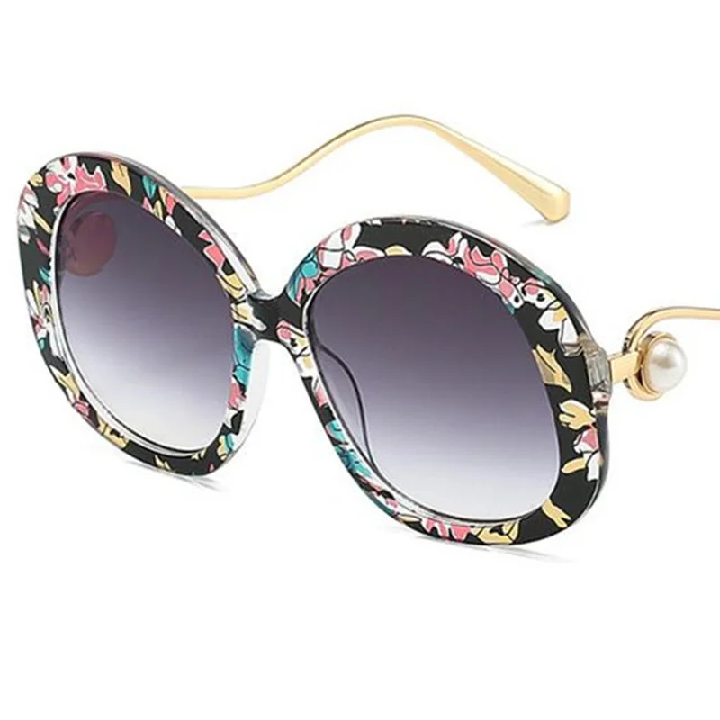 Модные солнцезащитные очки женские с жемчугом большие оправы Adumbral защитой от