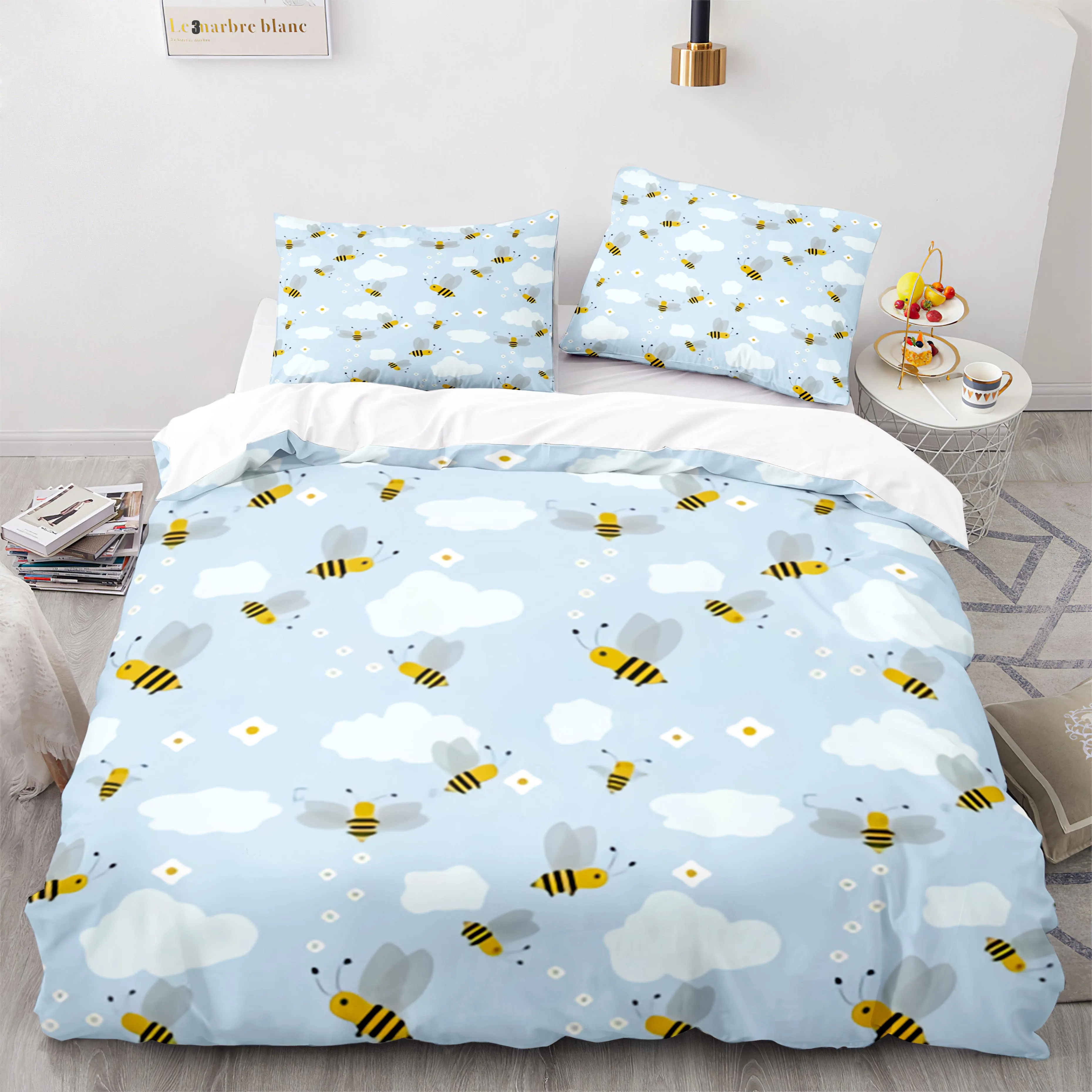 

Set Single Twin Full Queen King Size bee Bed Set Aldult Kid Bedroom Hardworking bee Bedding Duvetcover Sets 3D Print 012