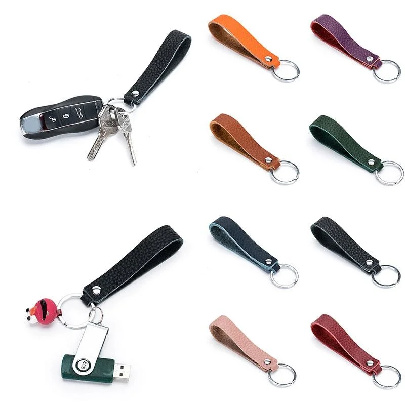 

8 Colors Fashion Accessories PU Leather Keychain Business Gift Leather Keychain For Car Key Waist Bag Women Men Wholesale