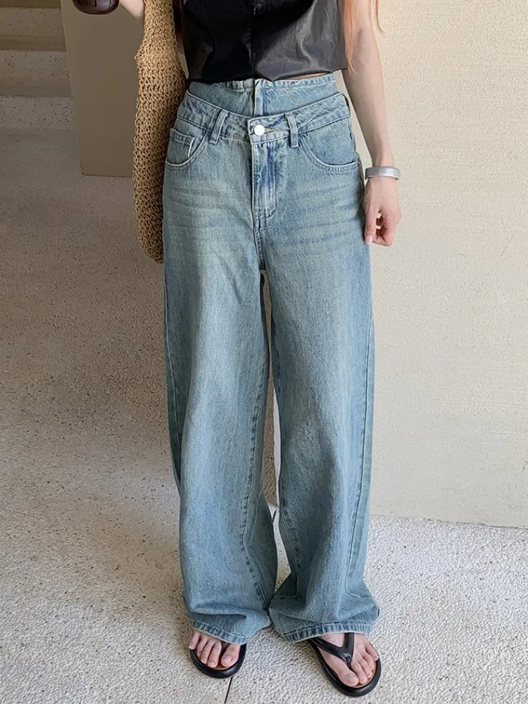 

ZHISILAO New Baggy Wide Leg Straight Jeans Women Vintage Streetwear High Waist Denim Pants Streetwear 2023
