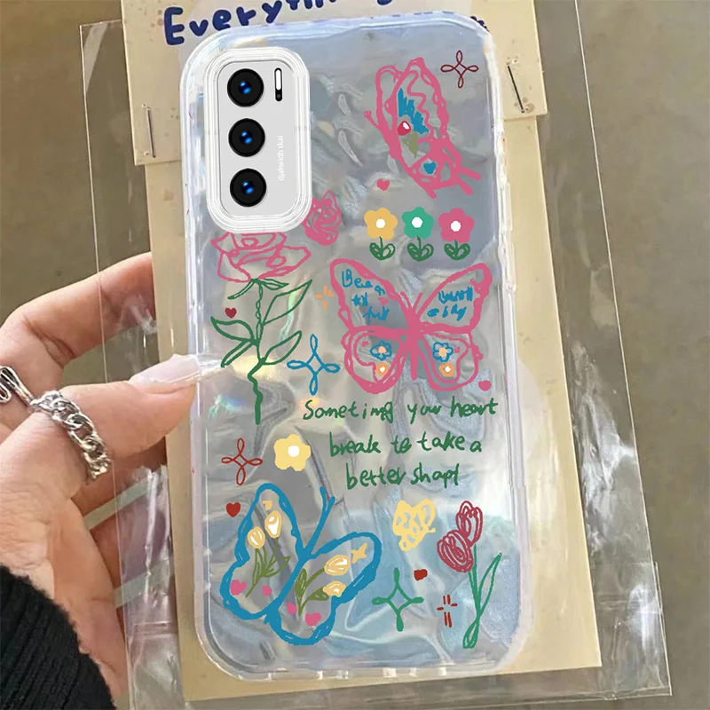 Чехол с рисунком бабочки для OPPO A16 A16S A17 A17K A54 A54S A76 A96 A74 A95 4G 5G Sweet Water Ripple Girl PC Чехлы