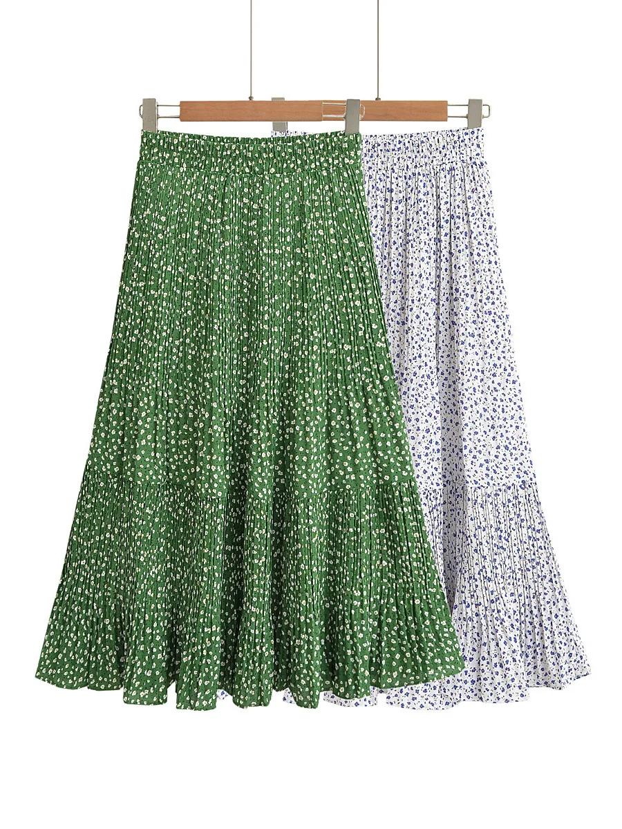 

Юбка Женская средней длины с цветочным принтом, элегантная плиссированная длинная юбка-трапеция с поясом на резинке, повседневная винтажная, лето 2023