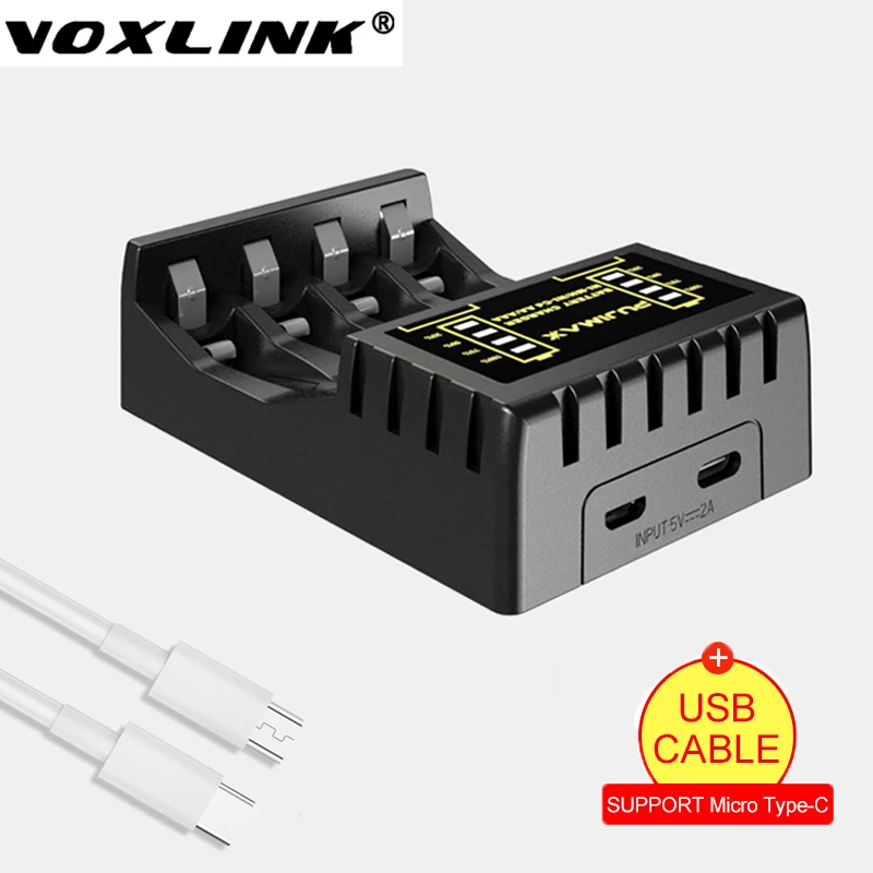 

VOXLINK Battery Charger for 1.2v Ni-MH Rechargeable Battery AAA/AA with LED Indicator 4 Slots 2a 3a Charger Adapter Universal