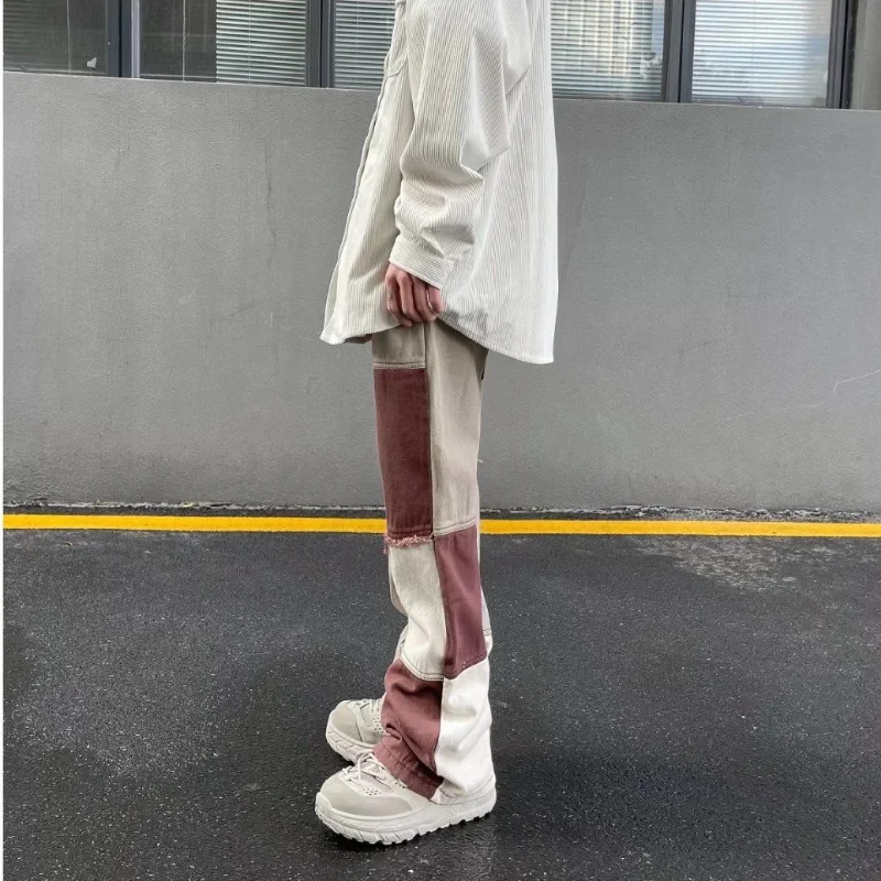 DEEPTOWN Patchwork Y2K Jeans for Men Harajuku Fashion Hip Hop Pants Streetwear Denim Trousers Male Loose Casual Spring Clothing