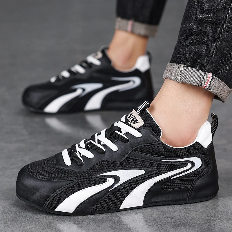 

New Mens Cover Bottom Chunky Sneakers Fashion Casual Mesh Leather Upper Height Increased Platform Shoes Running Shoes for Men