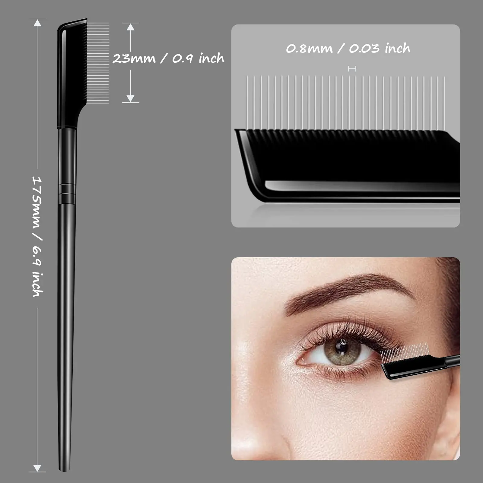 Eyelash Comb Lash Brush Separator- Eyelashes Separator Curler Makeup Mascara Applicator,Eyelash Grooming Brushes Metal Teeth