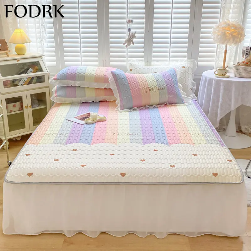 

3pcs Bedsheets Set with Pillows Case Summer Linens Cool Mat Luxury 2 Seater Mattress Cover Sleeping Bedroom Queen Size 2 People
