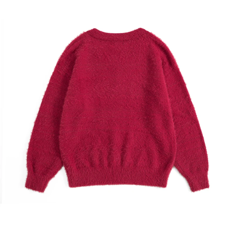 Свитер мужской/женский трикотажный с V-образным вырезом и вышивкой