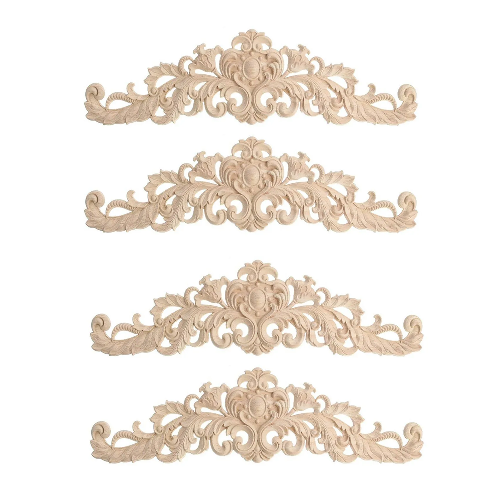 

4Pcs Craft Wood Cabinet Furniture Carving Corner Wood Ornament Wood Ornaments Handmade