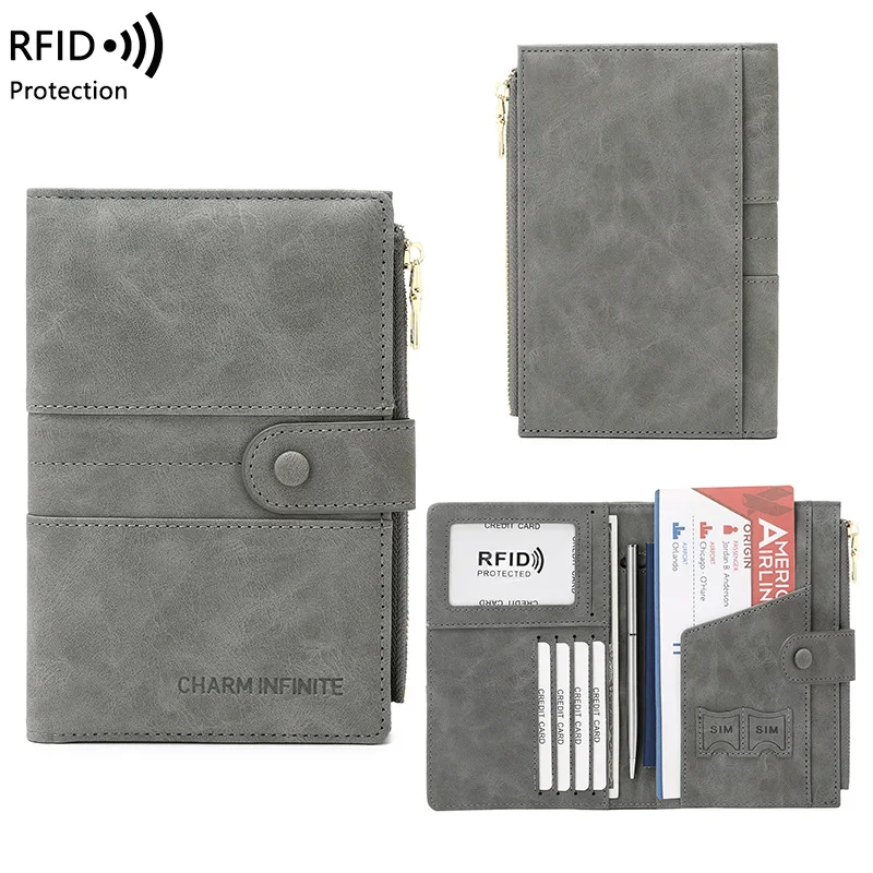 New document package anti-theft swipingRFIDPassport Case zipper hasp multifunctional travel passport bag id holder cardholder