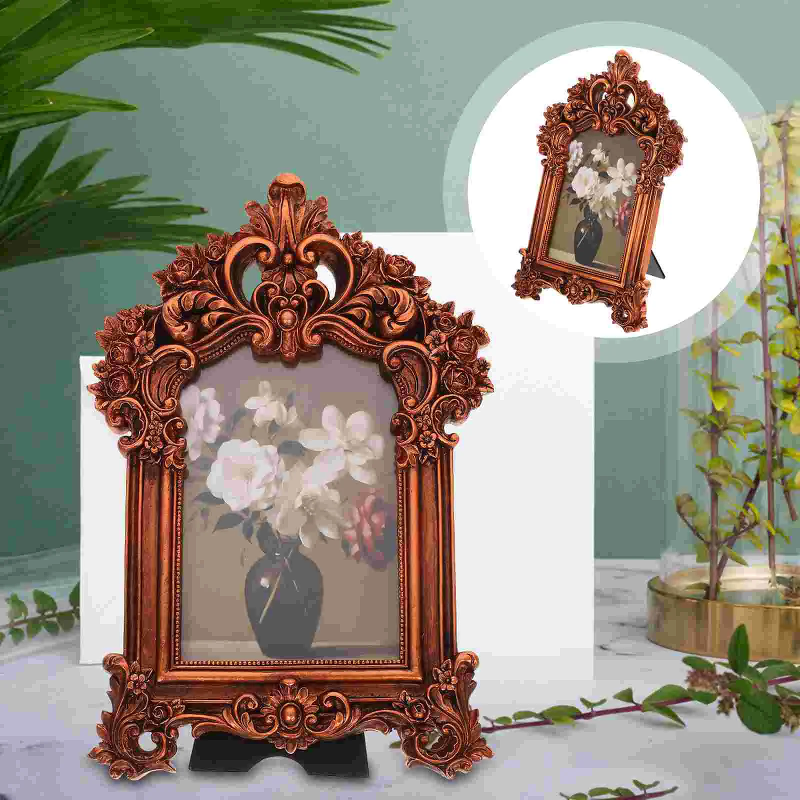 

Photo Frame Table Vintage Picture Frames Decorative Baroque Ornament Resin Holder