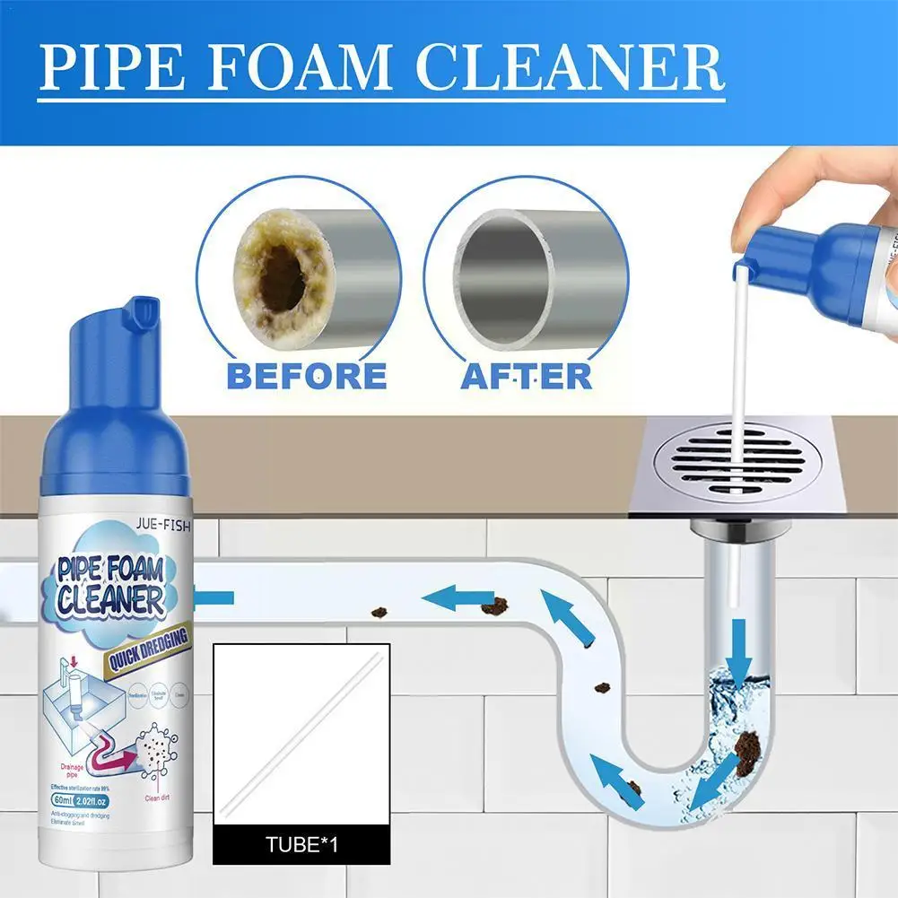 

Drain Foam Cleaner Household Pipe Foam Dredge Spray 60ml Pipe Spray Sprays Clog Dredge Drain Remover Deodorant Cleaner Drai Q9Z7