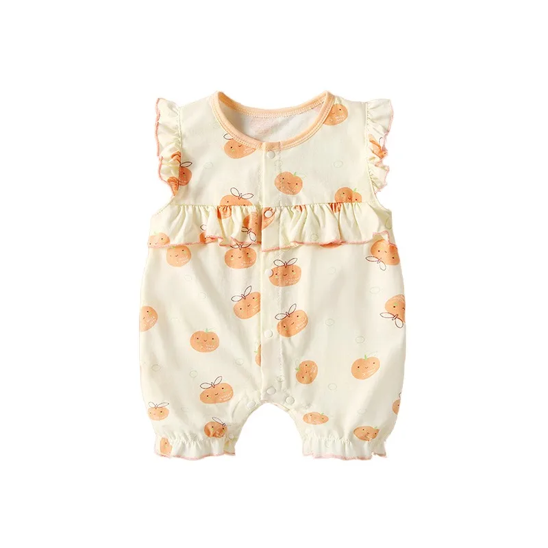 

0-24M Summer Baby Girl Clothing Rompers Jumpsuit Short-sleeved Floral Print Newborn Infant Baby clothes