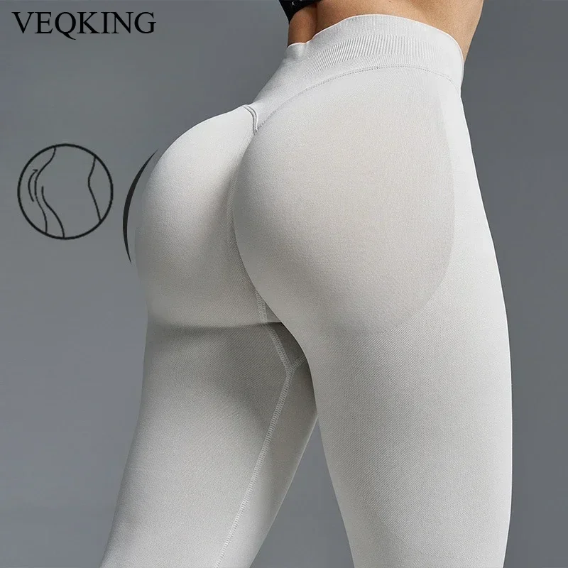VEQKING-pantalones de Yoga para mujer, mallas deportivas sin costuras, mallas deportivas de cintura baja para gimnasio, pantalones de entrenamiento cálidos de secado rápido para otoño