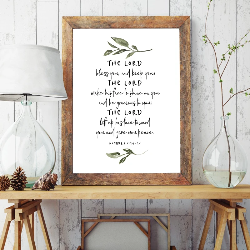 

Bible Verse Quote Poster Prints The Lord Bless You and Keep You Christian Home Painting Picture Decor Scripture Wall Art Canvas