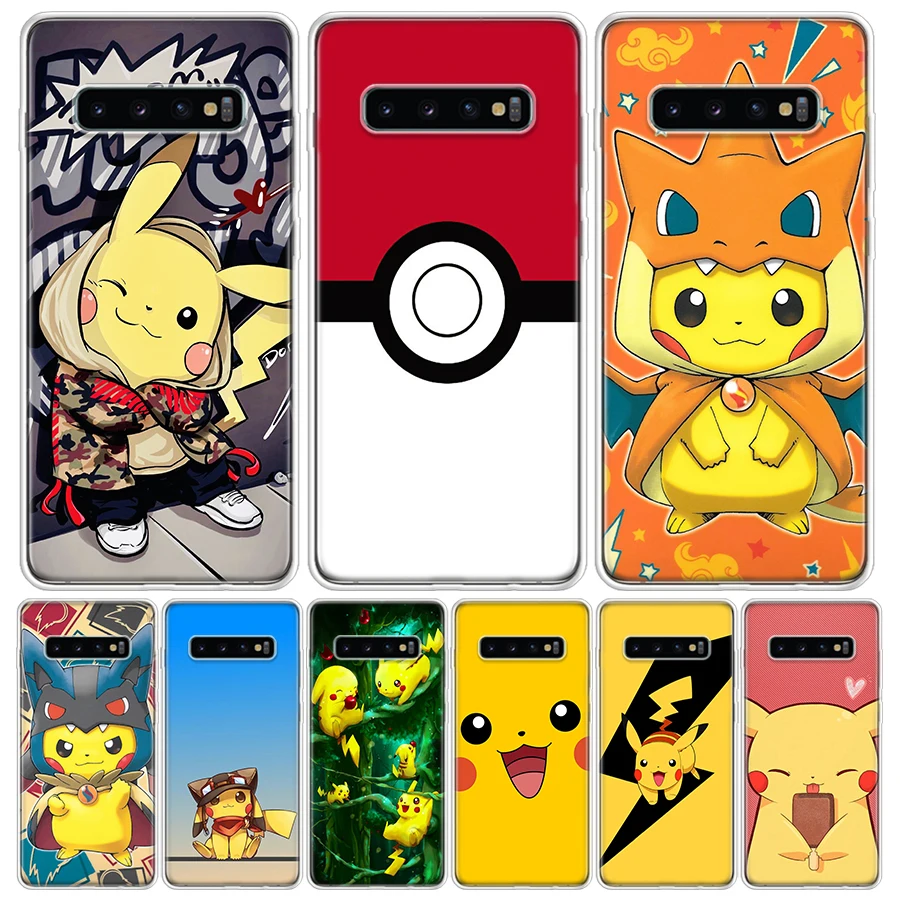 

Pokemon Anime Pikachue For Samsung Galaxy S10 Plus S20 FE S21 S22 Ultra Phone Case S10E S8 S9 + S7 Edge J4 Housing Shell Coque