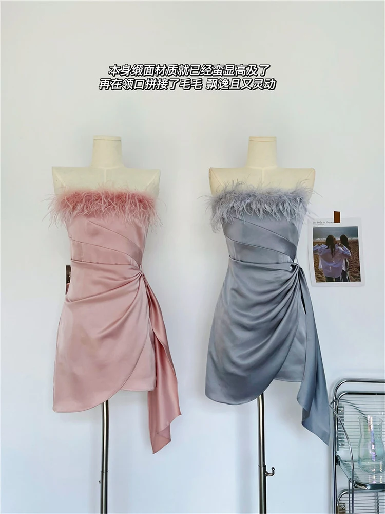 

Женское плиссированное платье в стиле пэчворк, однотонное Плиссированное облегающее платье для выпускного вечера во французском стиле, с а...