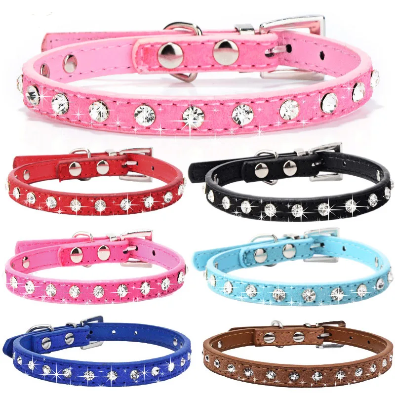 

HUIJI Explosive Diamond-encrusted Velvet Pet Collar Water Drill Dog Collar Kitten Collar Lead Rope Set Dog Supplies