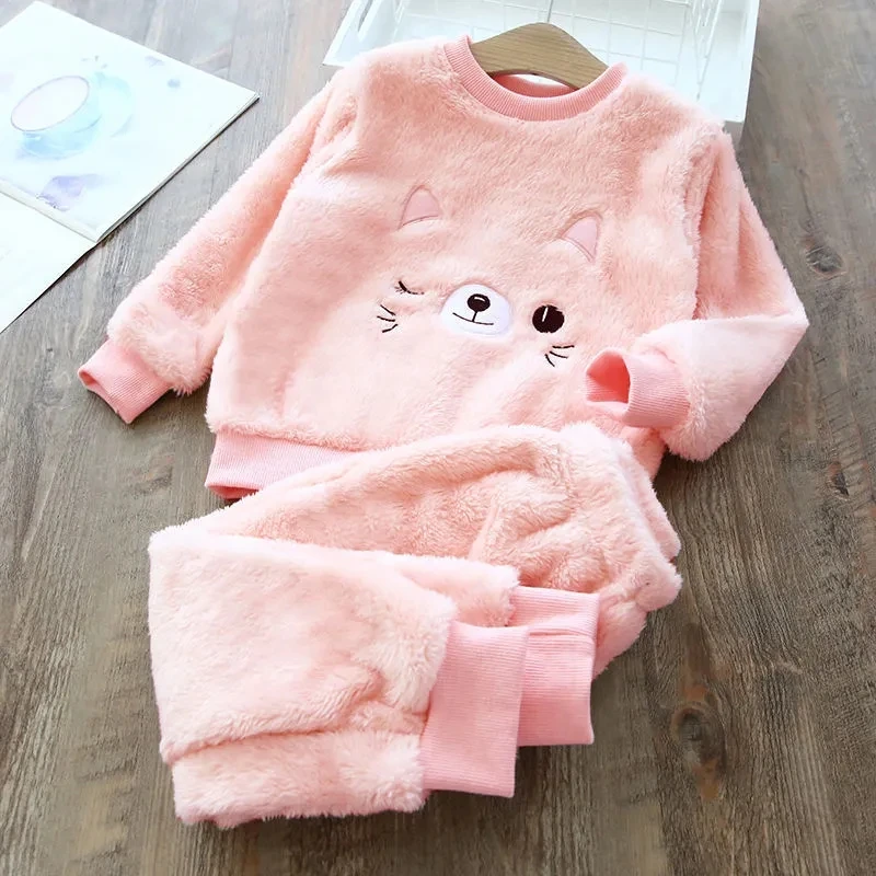 

Children's Pajama SetsGirl Boys SleepwearBear Tops + Pants 2Pcs Kids Pajamas Winter Clothing Sets Children Clothes2 To 6Years