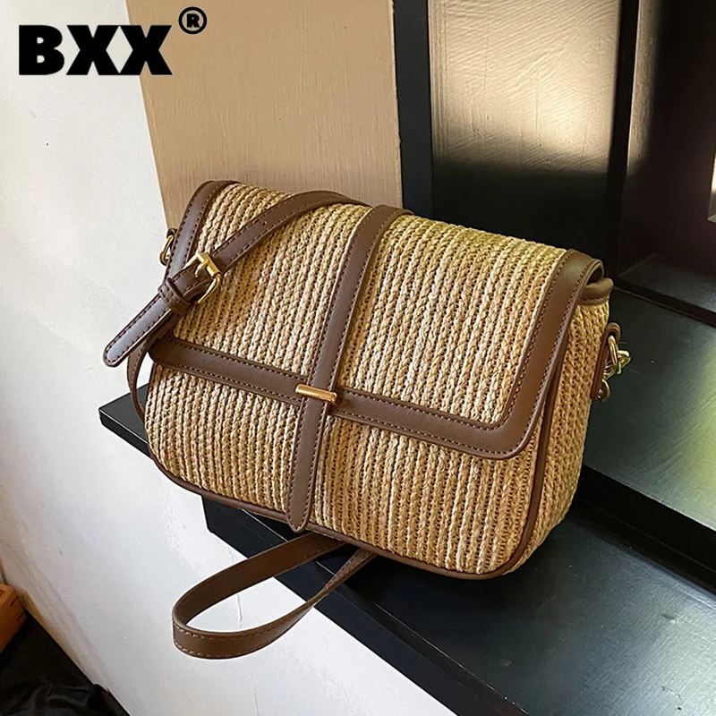 

[BXX] Woven Beach Vacation Bag For Women 2023 New Fashion Designer Versatile Shoulder Crossbody Bag Female Casual Bags 8AB662