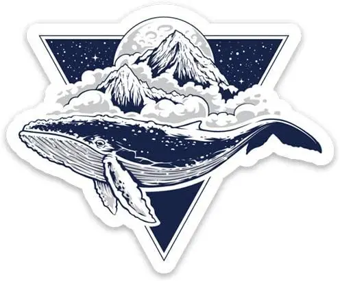 

Amusing Whale Triangle Clouds Moon Sticker for Laptop Tablet Phone Car Mug Skateboard Flask Tumbler Water Bottle Outdoor
