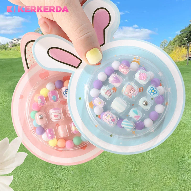 

12 шт./коробка, Детские самоклеящиеся ногти с браслетом