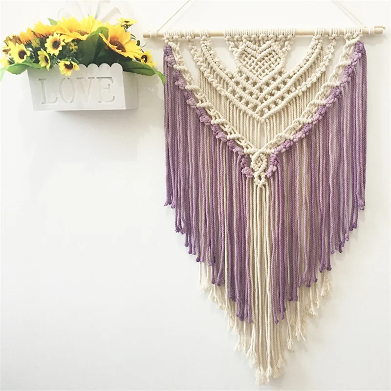 

Nordic Modern Macrame Wall Hanging Tapestry Hand-made Colorful Cotton Wall Decoration Art Tassel Tapestry for Living Room Decor
