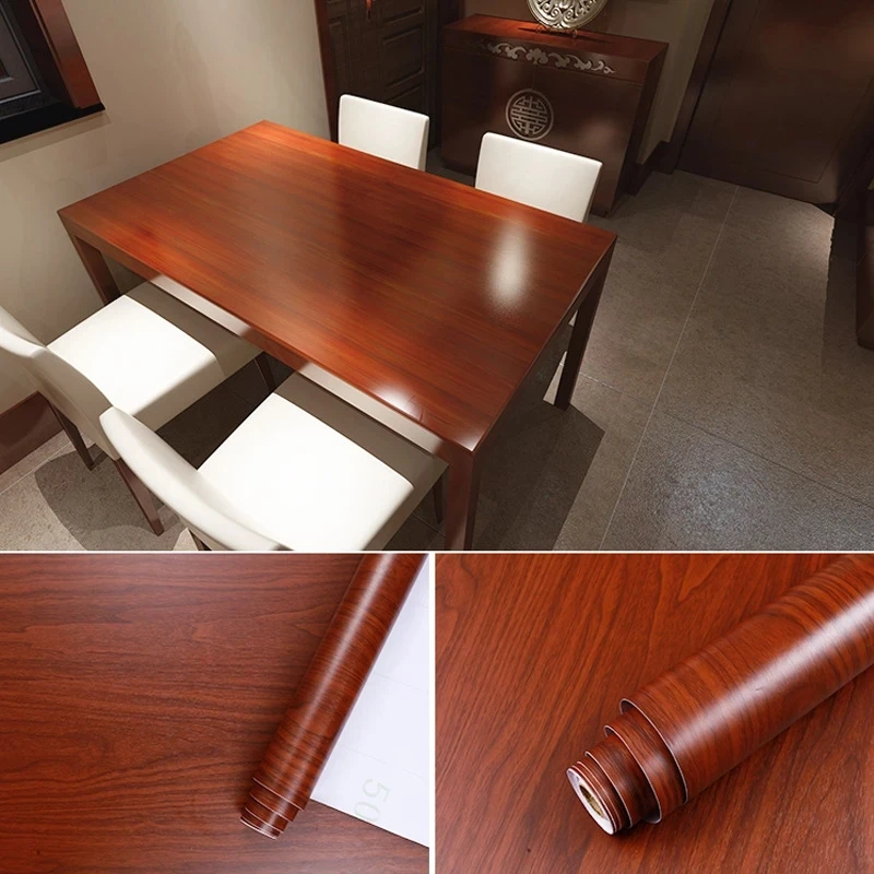 

60cm Wide Wood Grain Wallpaper PVC Self-adhesive Waterproof Anti-mildew Sticker for Furniture Cabinet Renovation Stickers