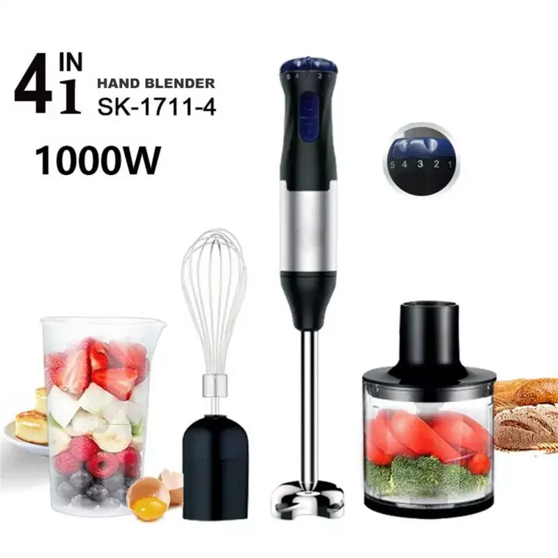 

NEW 2023 1000W Hand Stick Blender Mixer Includes Chopper And Smoothie Cup Stainless Steel Egg Whisk Mixer Juicer Meat Grinder