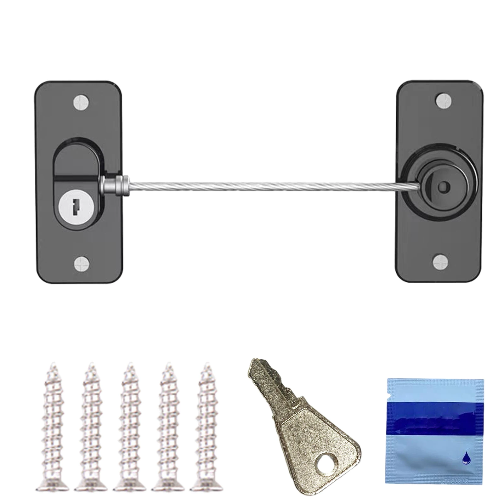 

No Drilling Reliable For Childproof Refrigerator Practical With Key Window Restrictor Protective Self Adhesive Cable Door Lock